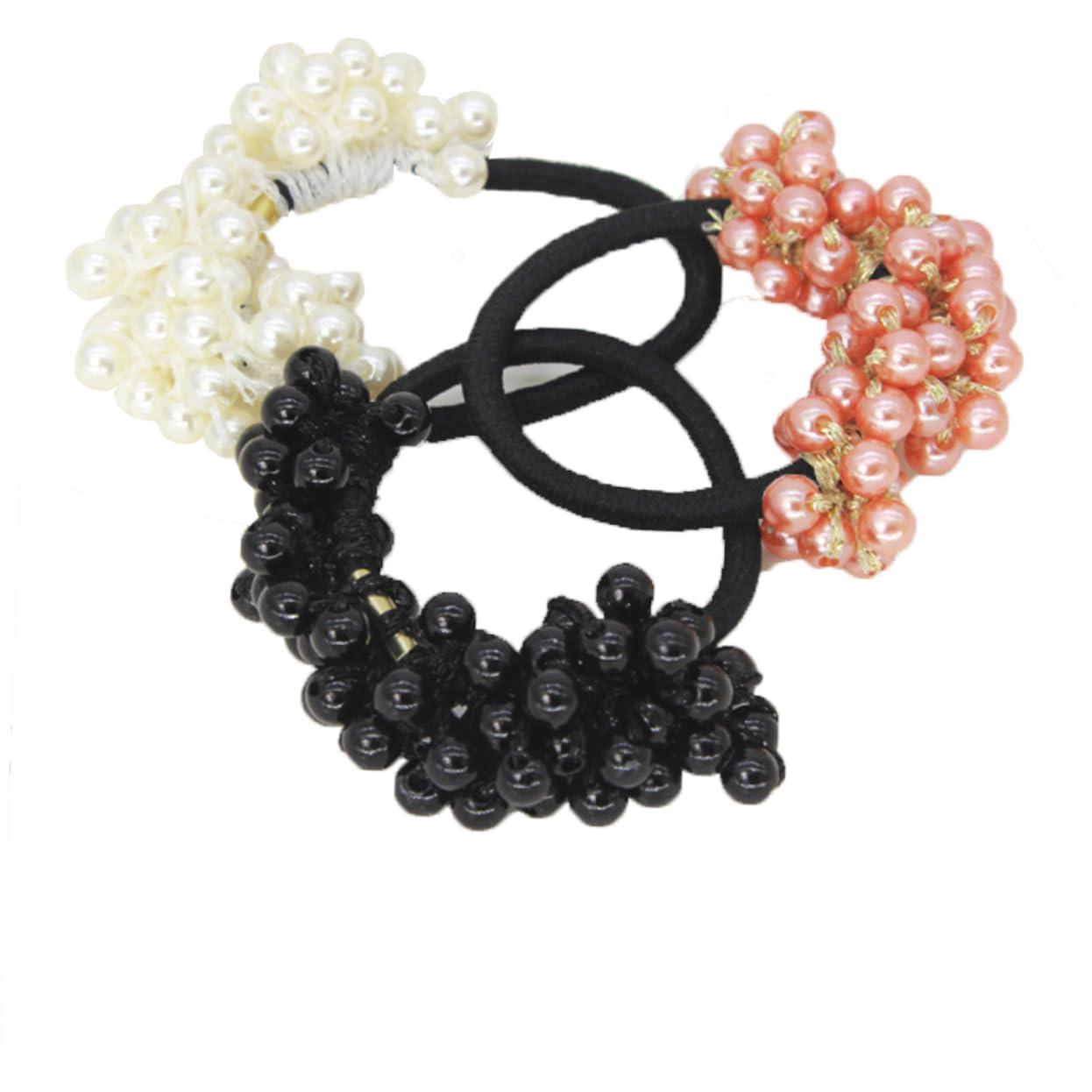 NOLITOY NOLITOY 6pcs Pearl Hair Tie Ponytail Holders Hair Loop Ponytail for Women Hair for Braiding Hair Ties Velvet Hair Scrunchie Scarves Hair Accessories for Women Hair Ribbon Hair Tie