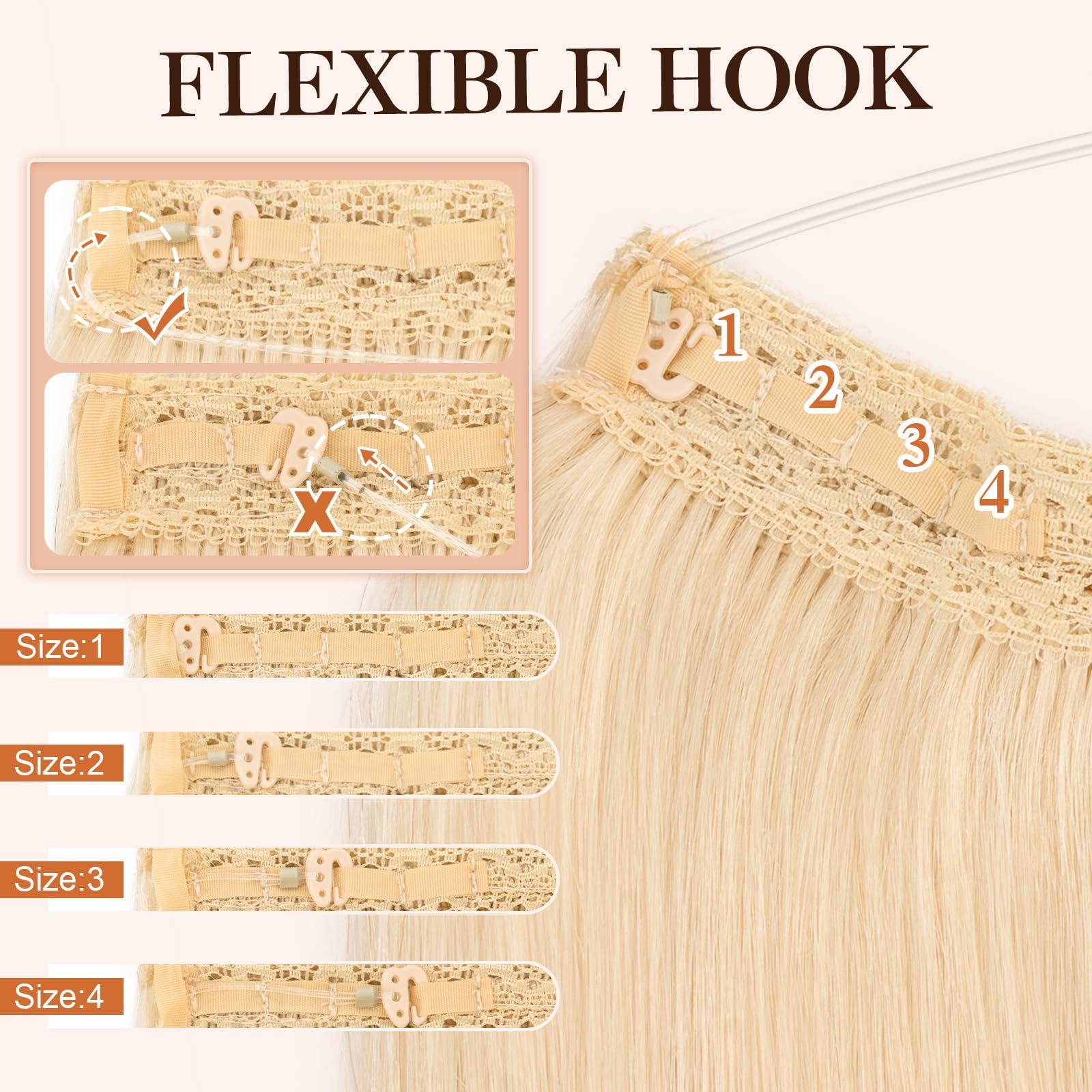 S-noilite Halo Hair Extensions Real Human Hair,S-noilite Halo Hair Extensions,Halo Hair Extension for Women,100% Human Hair Halo Extensions,Halo Hair 75g/22inch 60 Platinum Blonde