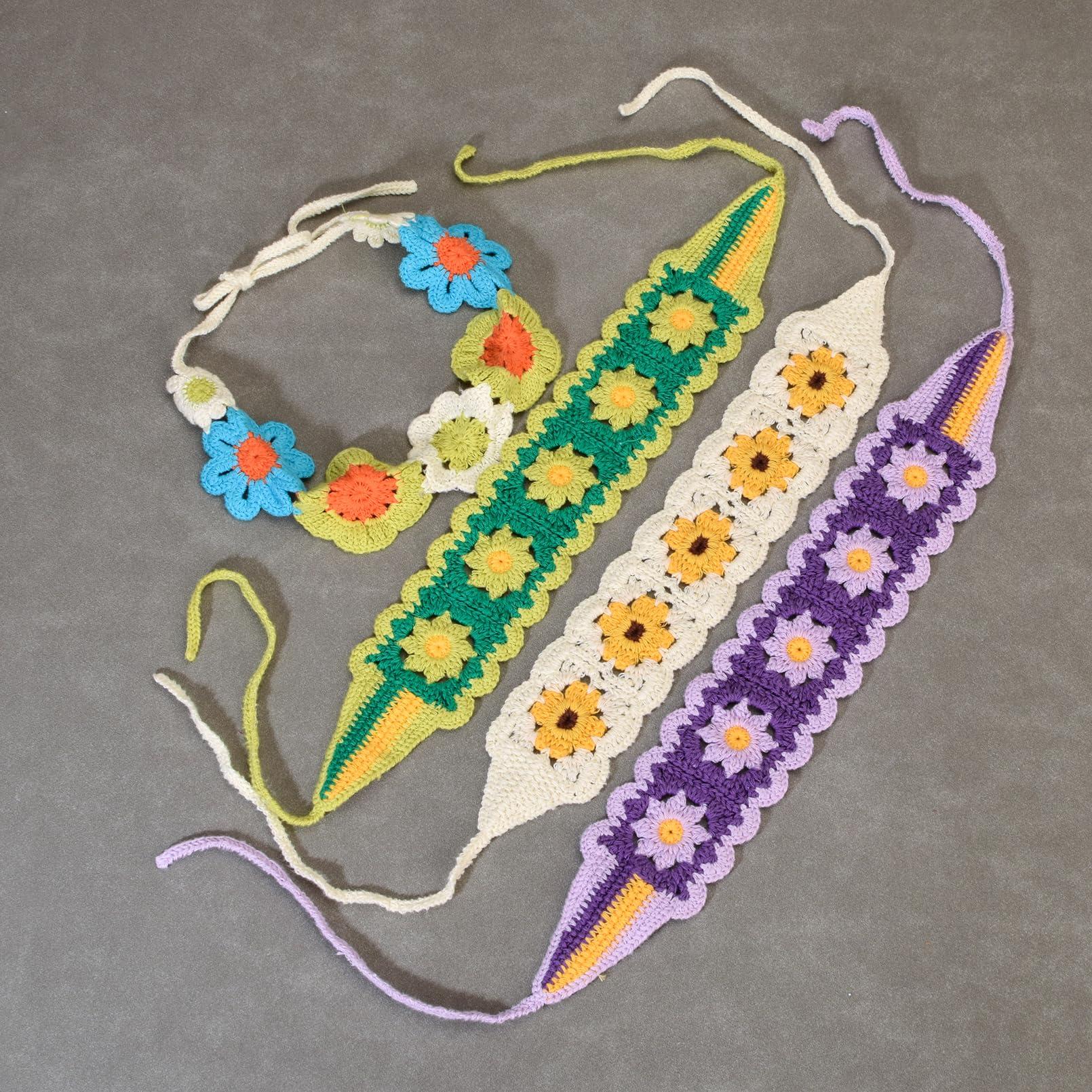 Merroyal Merroyal Flower Crochet Headbands for Women Girls,Floral Print (Green, Medium)