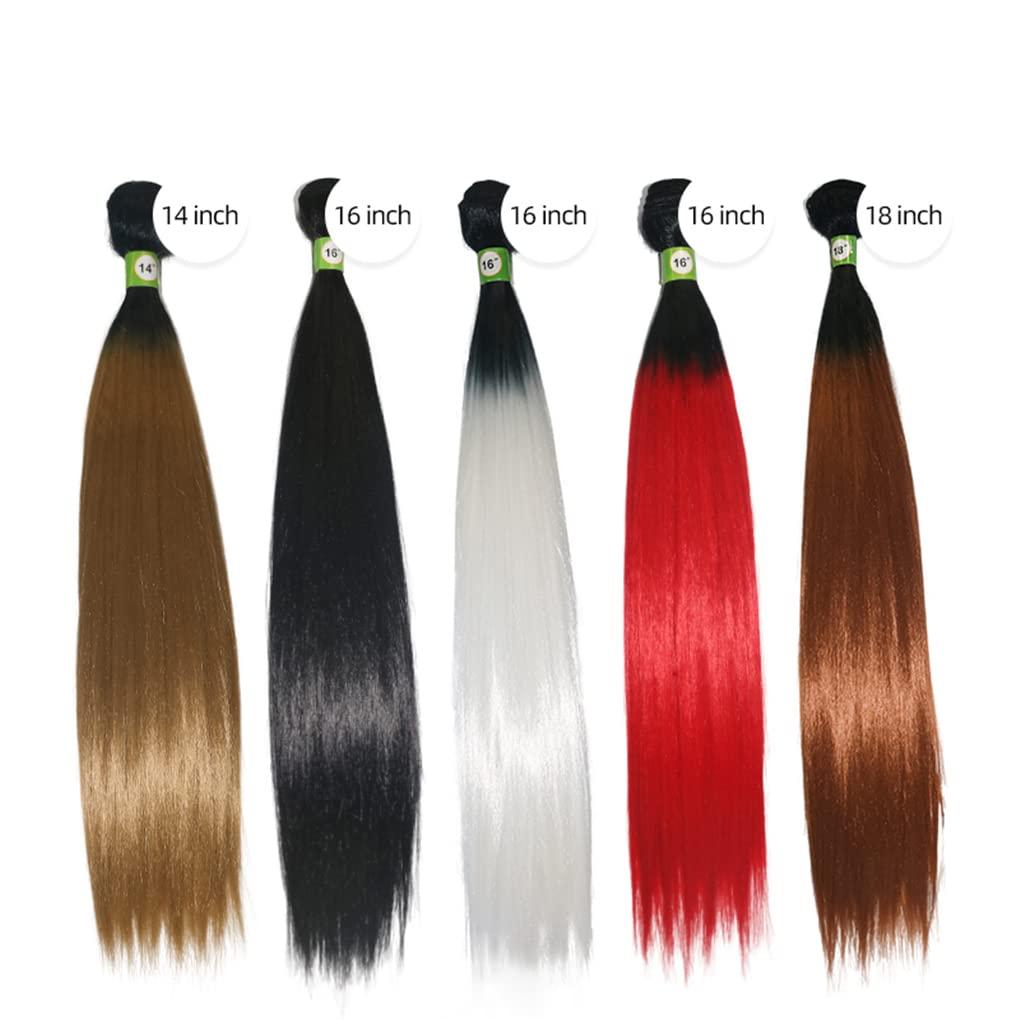 Qinhange 4Pcs Synthetic Hair Bundles With Closure Brazilian Straight Hair Bundles With Closure 14\" 16\" 18\" Hair Weave Extensions T1B 60 18inches