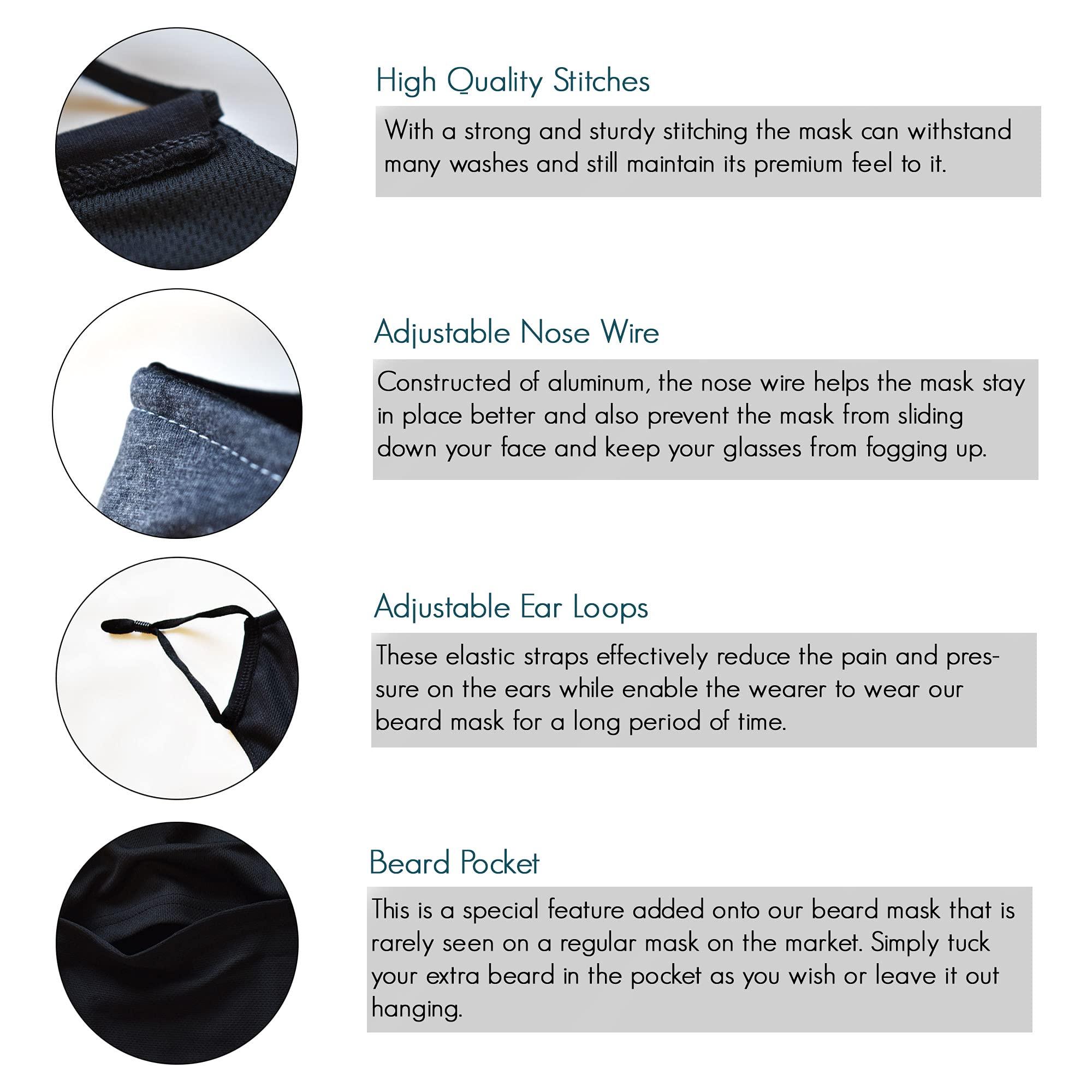 KT Valley Co. KT Valley Co. Beard Friendly Face Mask for Men with a Beard, Beard Protection for Bearded Men, Reusable and Comfortable