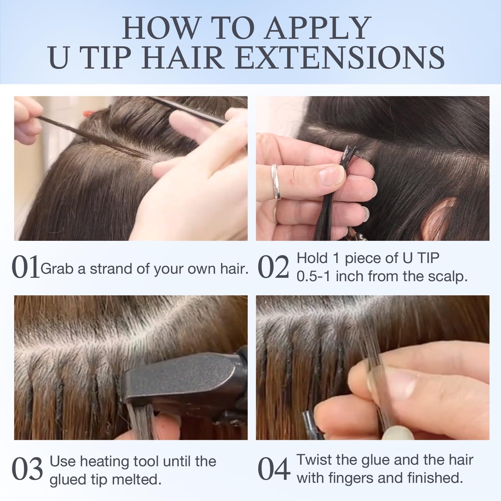 DOORES DOORES U Tip Hair Extensions Real Human Hair, 18 Inch 50g/50s, Dark Blonde Highlighted Bleach Blonde Invisible Human Hair Extensions for daily wearing