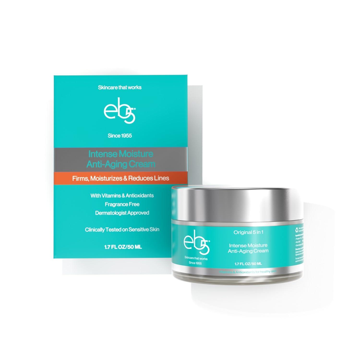 eb5 eb5 Intense Moisture Anti Aging Moisturizer Face & Neck Cream- Tone Tighten Skin with Retinol, Fade Fine Lines & Wrinkles with Vitamin E, A & B5-1.7oz.