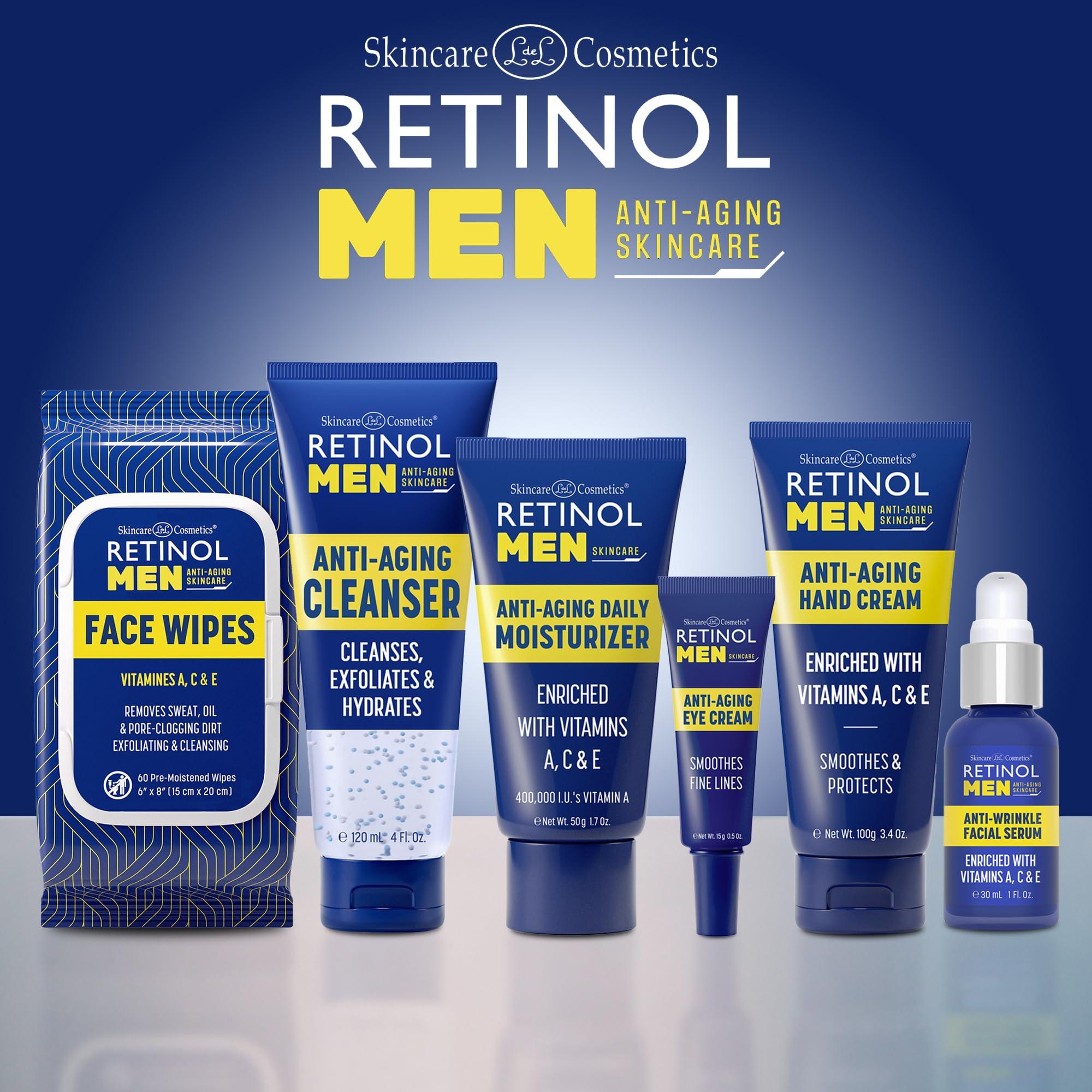 Retinol Retinol Men Facial Serum - Vitamin-Enriched, Smooth Fine Lines & Wrinkles + Retinol Men Gel Cleanser Gently Exfoliates skin for Improved Texture