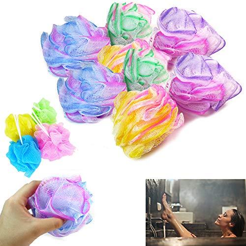 AllTopBargains 8 Bath Shower Puff Sponges Loofah Mesh Ball Exfoliating Body Brush Scrubber Wash