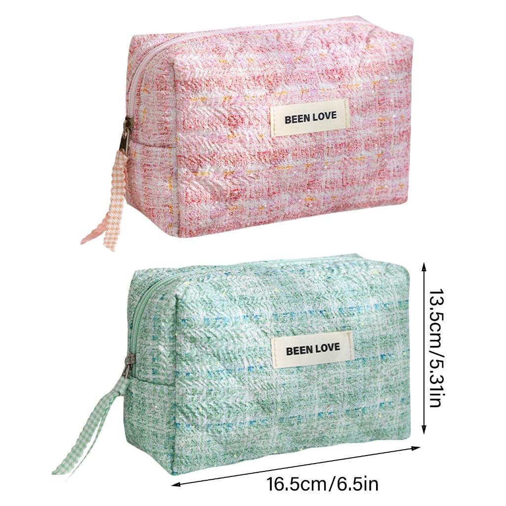 Sxett Sxett Quilted Cosmetic Bag Large Capacity Makeup Bag Portable Makeup Pouches Wash Bag Aesthetic Toiletry Bag for Women Girls