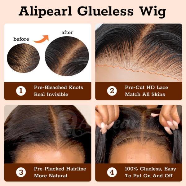 Ali Pearl Alipearl Hair 5x7 Glueless Kinky Curly Wigs Short Curly Human Hair Ready to Go Lace Front Wigs Pre Plucked With Baby Hair Lace Closure Wig 18 Inch