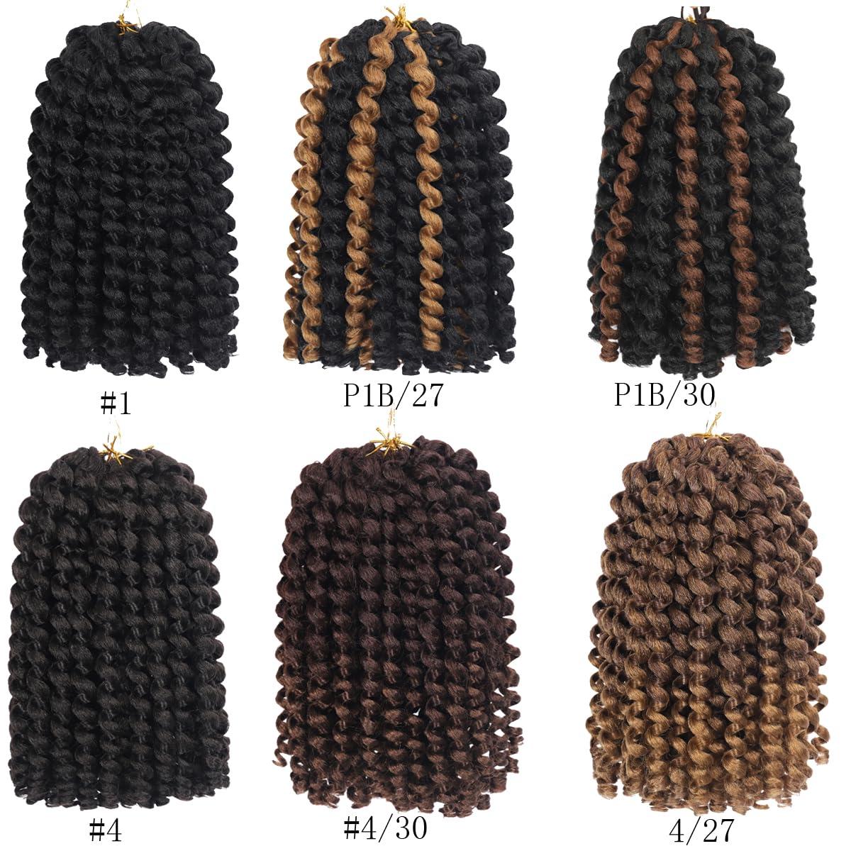 Sheafter 12Inch Wand Curl Crochet Hair 5Packs - Ombre Brown Trendy Tresses Crochet Hair Short Bob Curly Crochet Hair Pre Looped for Black Women (T4/27)