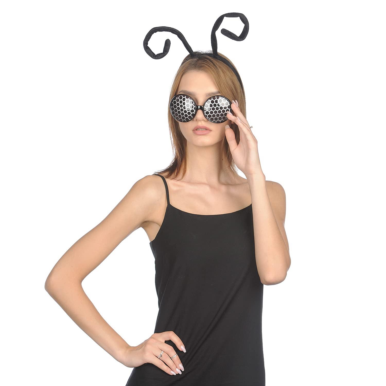 Funcredible Funcredible Bug Antenna Headband and Bug Glasses - Moth Halloween Costume - Mothman Costume - Insect Bug Costume Accessories for Adult and Kids