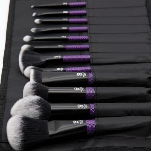 MODA MODA Pro Full Face 13PC Makeup Brush Set with Travel Pouch (Purple)
