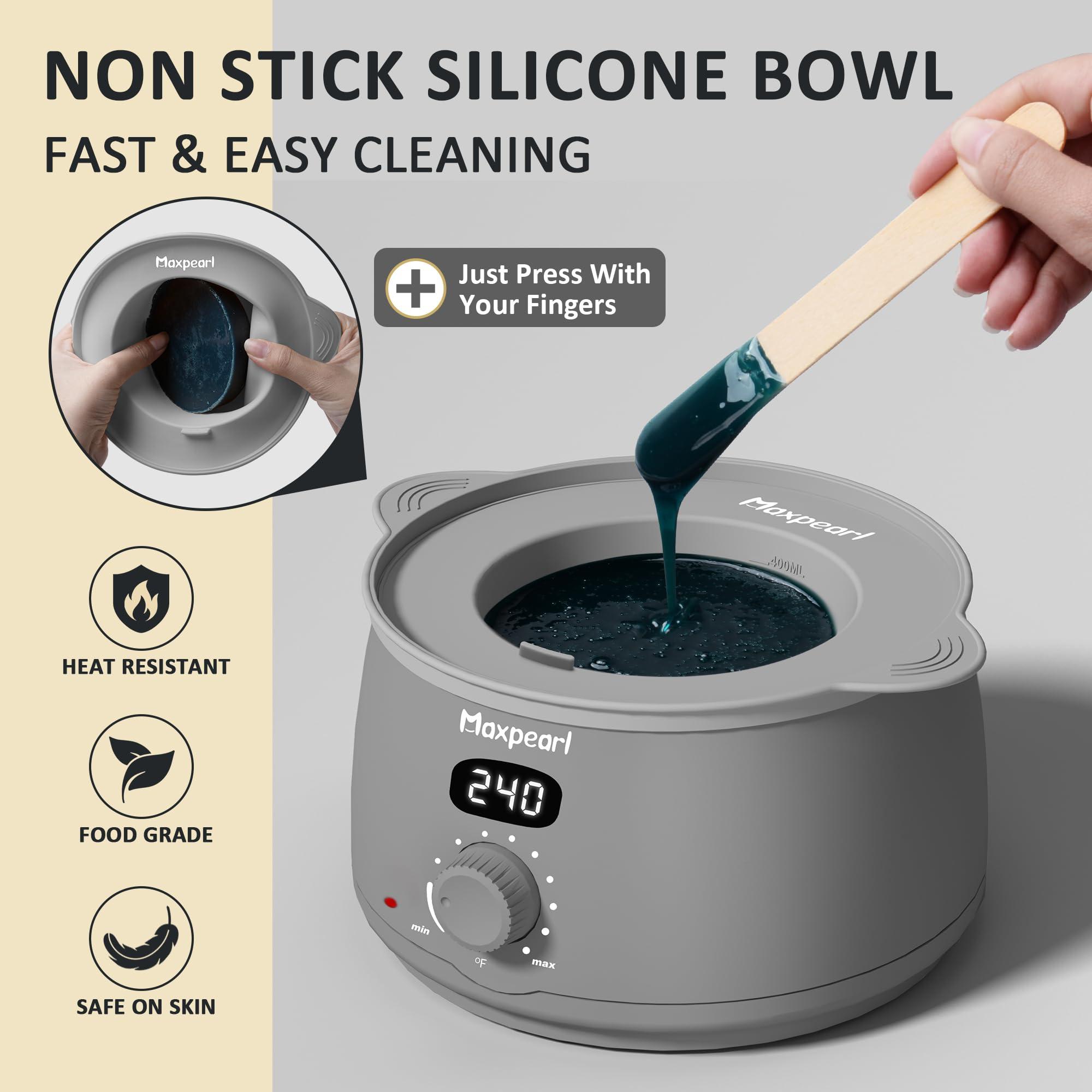 Maxpearl Maxpearl Waxing Kit for Men, Silicone Liner with Hard Wax Beads (3.15LB total) & Wax Accessories for Coarse Male Body Hair - Nose, Eyebrows, Face, Mustache, Underarms, Back, Chest, Legs and More