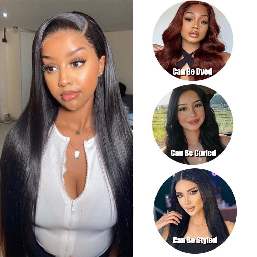 TNICE Straight Human Hair Bundles 24 24 24 Inch Brazilian Straight Hair Bundles 100% Unprocessed Virgin Hair Weave Bundles Human Hair Extension for Women Natural Color