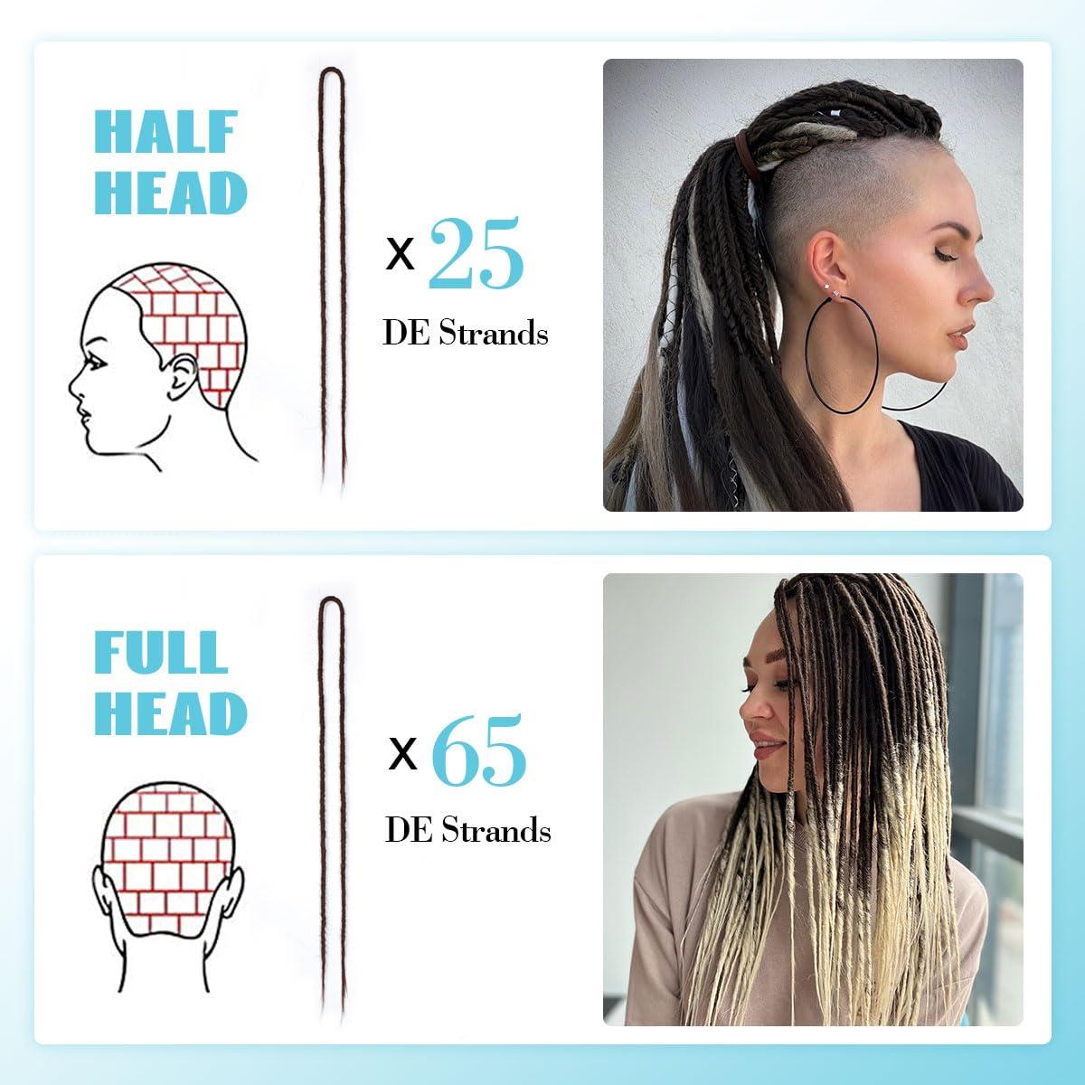 Sangtok Sangtok 15 pcs Double Ended Dreadlock Extensions, 24 inch Teal Green Dreads Extensions Thin 0.6cm Fake Dreadlocks, DE Synthetic Dreadlock Extensions Reggae Hippie Ombre Dreads for Women