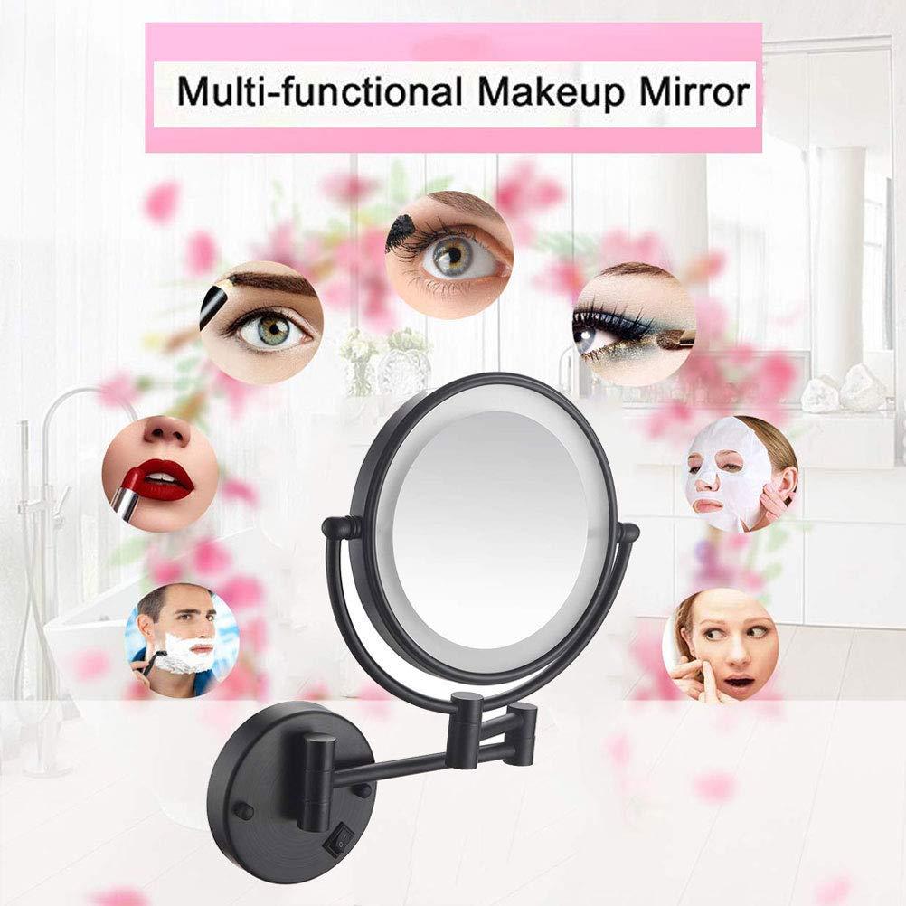 VVQQFGXN VVQQFGXN Makeup Mirror with Light Wall Mounted, Double Sided Vanity Magnifying Mirror,Adjustable Telescopic Boom (Size : 3X)