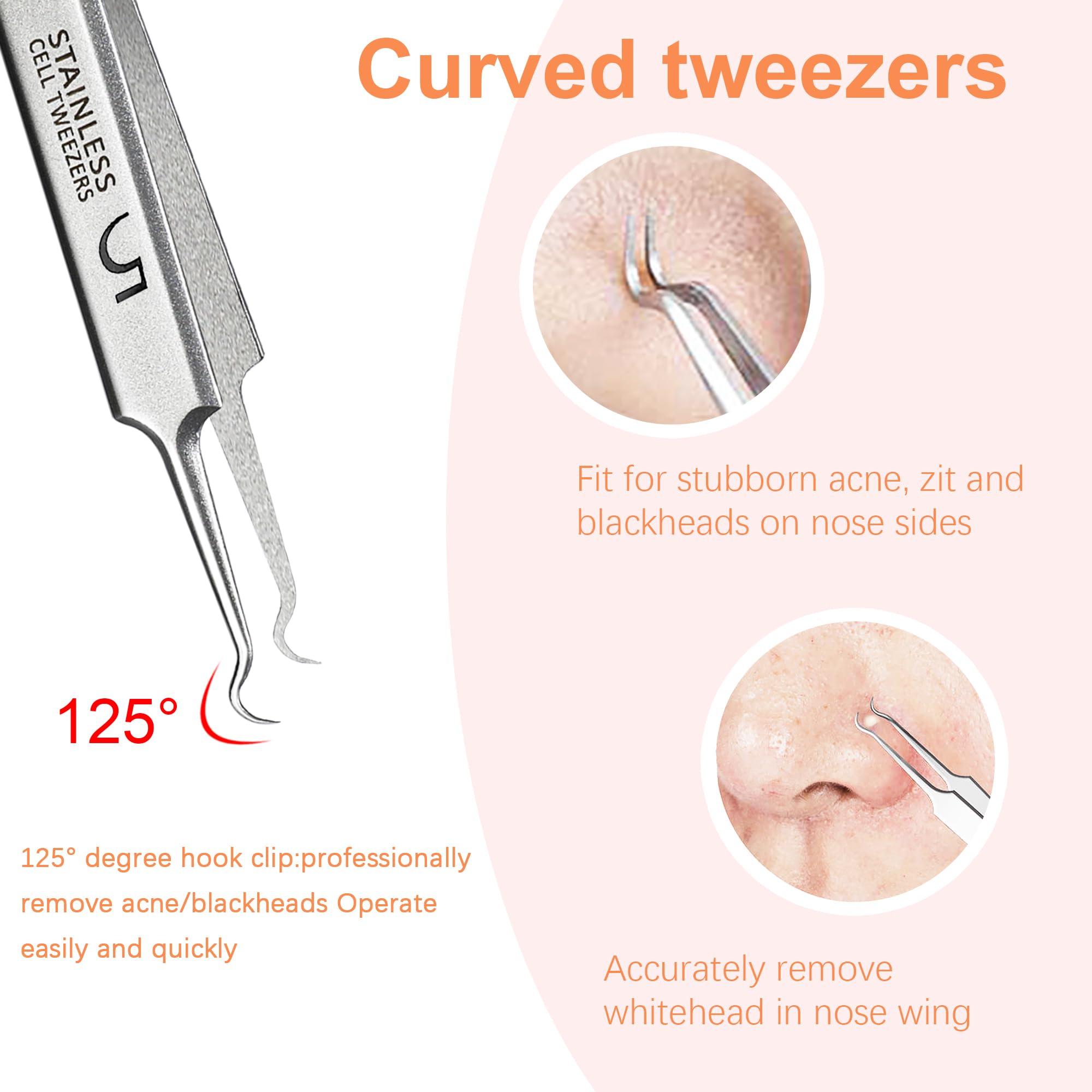 WSYUB WSYUB Professional Blackhead Tweezers,High Hard Stainless Steel Blackhead Remover Tweezers, Precision Pimple Popper Tool Kit, Blackhead Extractor