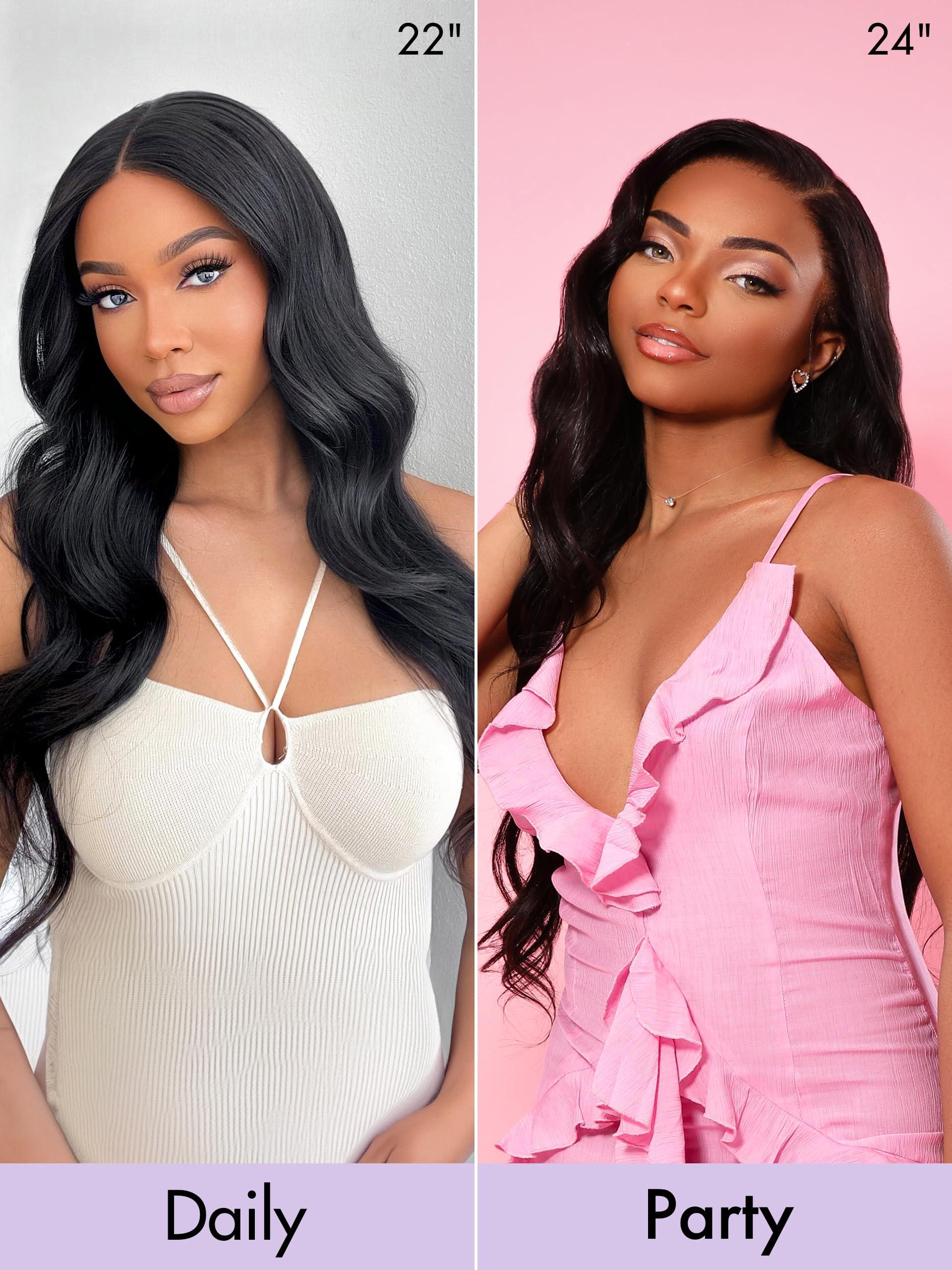 LUVME HAIR LUVME HAIR 18\'\' Loose Body Wave Lace Front Wigs Human Hair 13x4 Pre Cut Lace Glueless Human Hair Wig Pre Plucked Long Black Body Wave Wig 180 Density