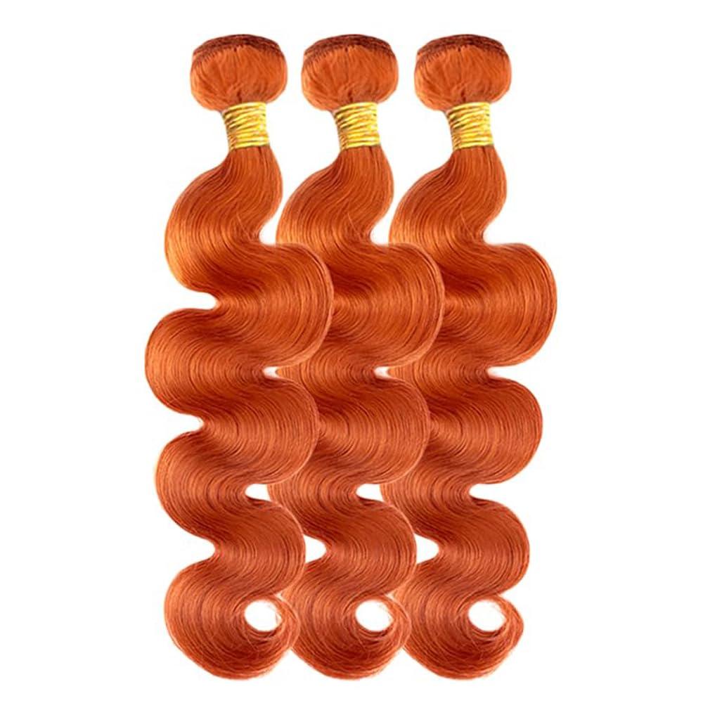 AuokMar Color #350 Ginger Human Hair Bundles Orange Body Wave Bundles Human Hair 22 24 26 Inch Brazilian Virgin Hair Weave Burnt Orange Ginger Bundles Human Hair Extensions