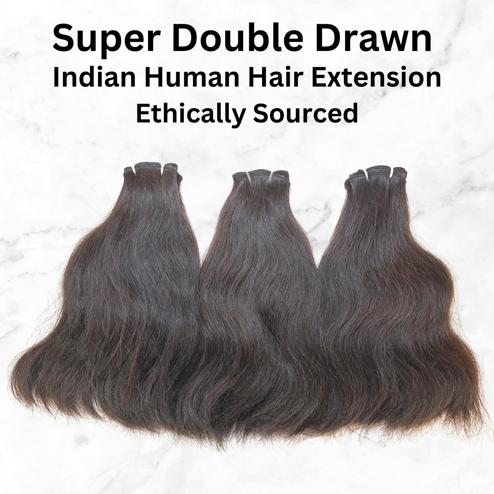 Authentress Authentress Double Drawn Hair, Virgin Hair, Indian Temple Hair, Body Wave Hair Extensions Weft Bundles, 100% Human Hair Extension, Raw Unprocessed Hair, Double Drawn Weft, Indian Virgin Hair (16 inch)