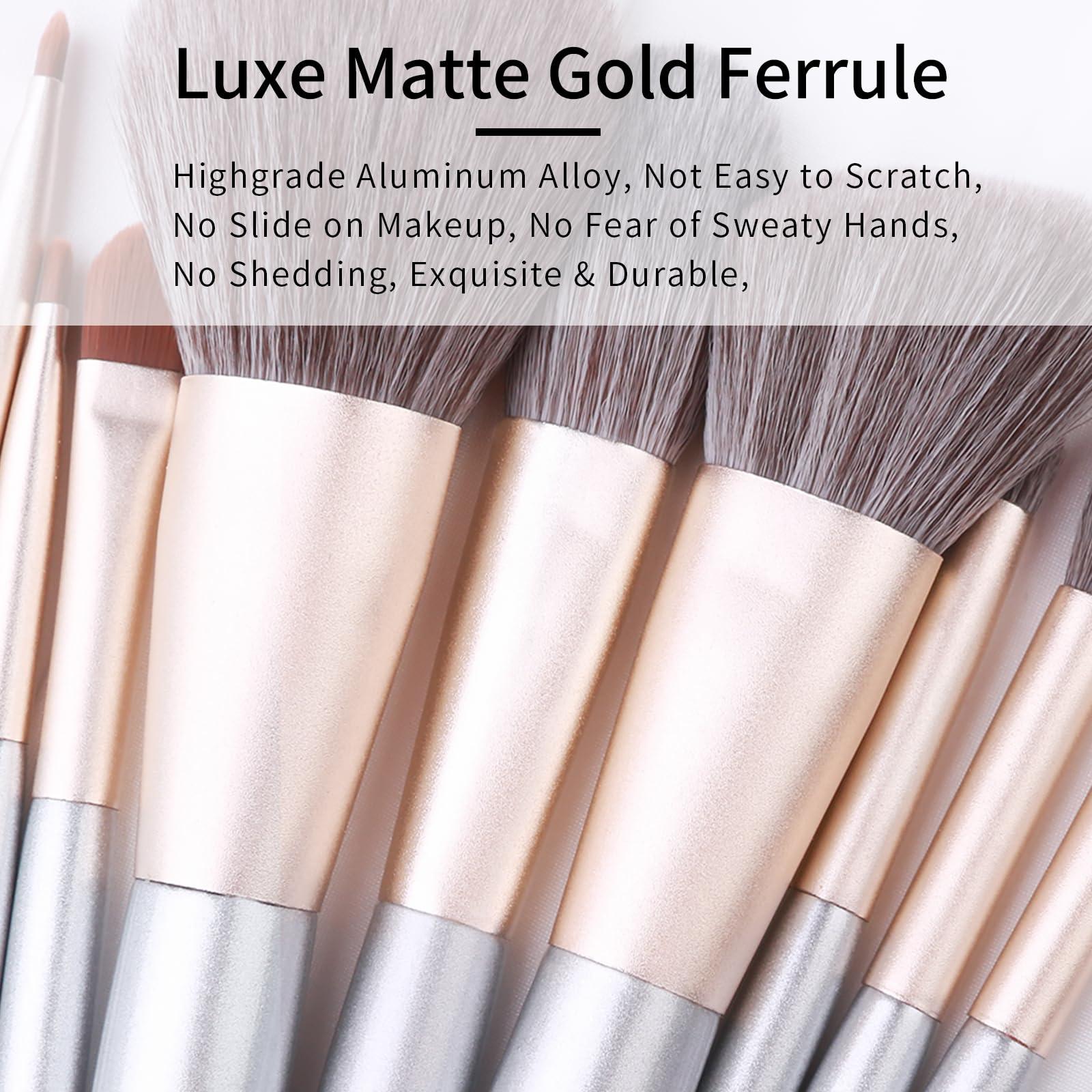 ENZO KEN ENZO KEN Natural Hair Makeup Brushes Set Professional, Grey Squirrel Hair Makeup Brush Set with Case, Unique Cosmetic Brushes Makeup Set, Natural Makeup Brushes, Natural Bristle Makeup Brushes -Silver