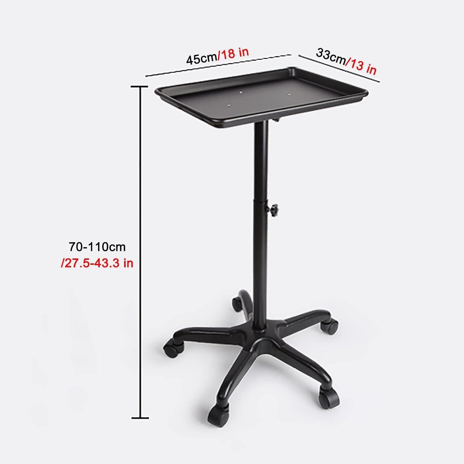 ntumLeap Utility Cart Organizer Storage Trolley Service Cart Metal Salon Tray for Tattoo Cutting, Hair Salon Medical Dental Equipment Rolling Trolley Cart on Wheels, Height A,Black