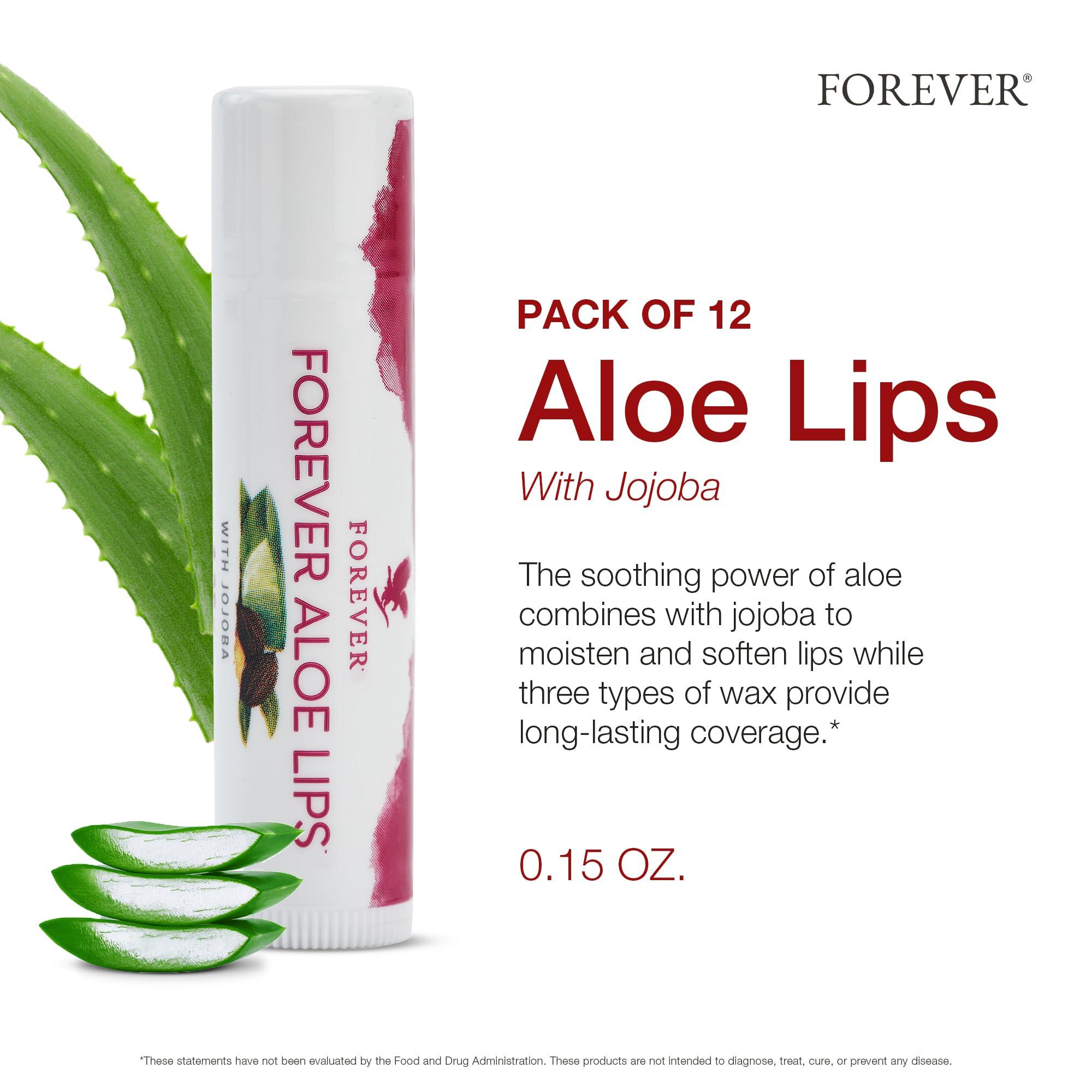 Forever Living Products Forever Living - Aloe Lips - Moisturizing Lip Balm with Aloe, Jojoba, and Beeswax, Vegan, Ultimate Lip Care, Pack of 12