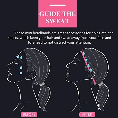 Sumind Sumind 4 Pieces Thick Non-Slip Elastic Sport Men Thin Headbands Football Hair Headbands for Women(Fluorescent Green, Rose Red, Green, Royal Blue)