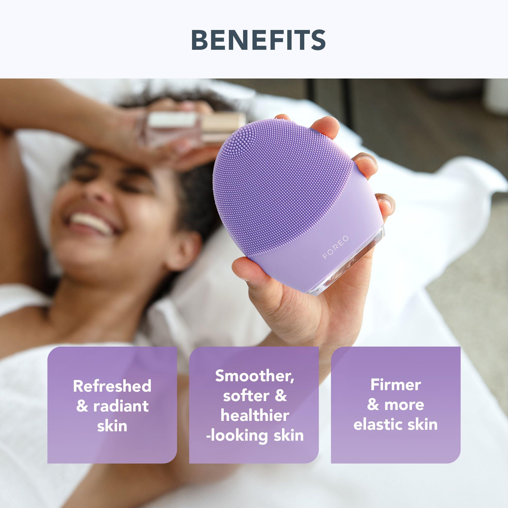 FOREO FOREO Deep & Gentle LUNA 4 Sensitive Bundle - Facial Cleansing Brush for Sensitive Skin + LUNA Micro-Foam Face Cleanser 2.0, 3.4 oz - Deep Cleansing and Firming Silicone Face Massager Beauty Set