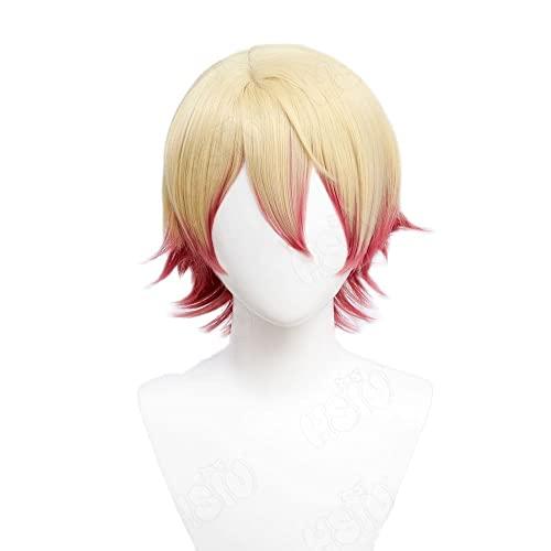 LOLITARY LOLITARY Anime Tenma Saki Cosplay Wig Women Golden Gradient Pink With Double Ponytail Heat Resistant Hair Halloween Party Wigs