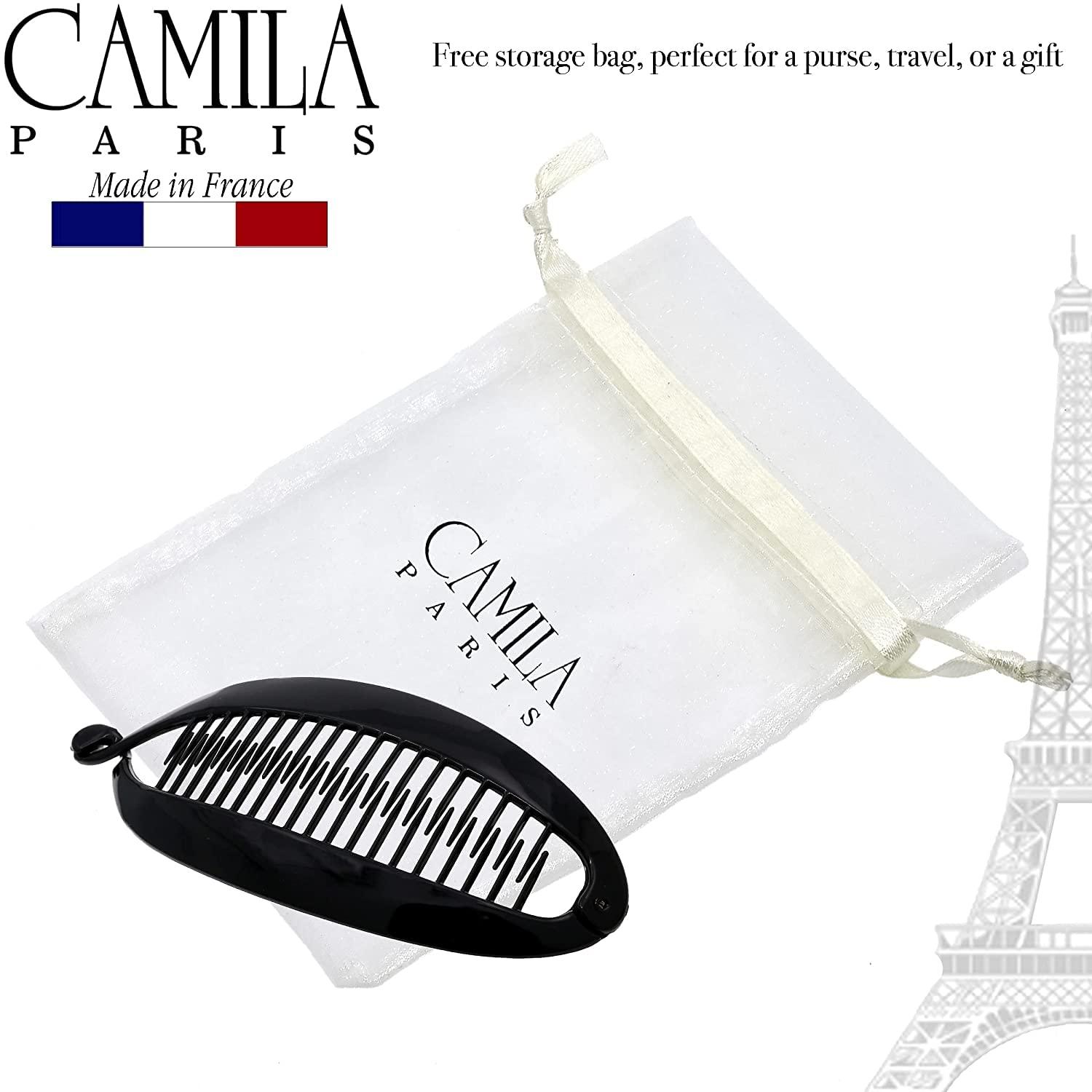 Camila Camila Paris NV135 2 Pack French Large Banana Clip Hair Comb Flexible Banana Clips Hair for Thick Hair Ponytail Holder Interlocking Banana Hair Clips Styling Hair Banana Clips for Women Made in France