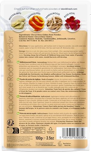 Davis Finest Davis Finest Licorice Root Powder, Mulethi GlycAyrrhiza Glabra, Skincare, Face Mask, Skin Brightening 100g