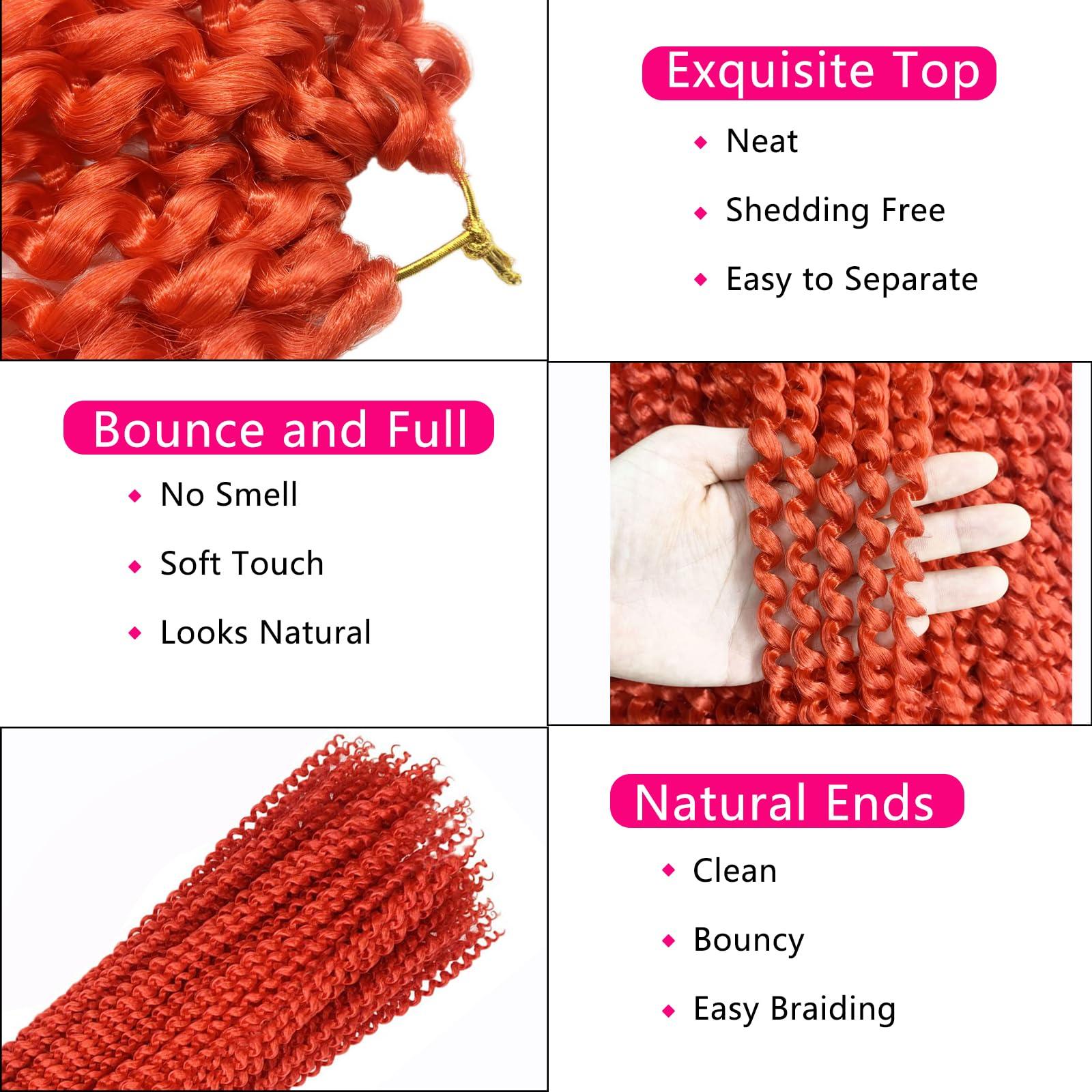 Ahrencan Red Passion Twist Hair, 30 Inch 7 Packs Water Wave Crochet Hair,Wrap Braiding Hair For Passion Twist Crochet Hair/Butterfly Locs/Spring Twist Crochet Braids Boho Hair Extension (30in,Red#)
