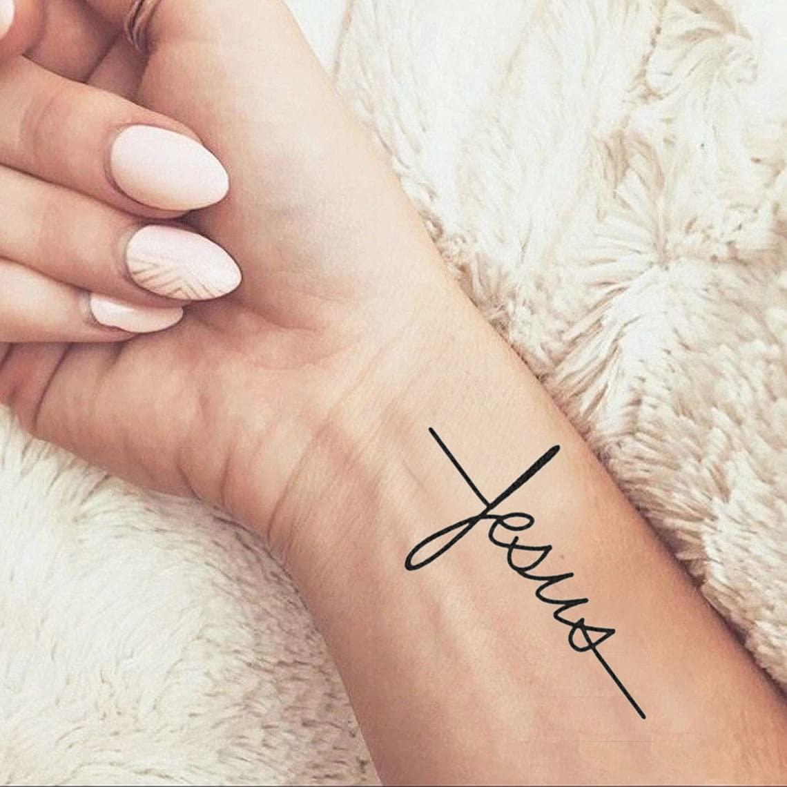 TattooIcon Jesus Script (Set of 2) - Jesus Word Tattoo / Religious Tattoo / Christian Tattoo