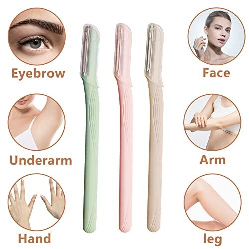 Kewlife gift Razors for women, Dermaplane Facial razors for women face. Eyebrow Razor for Women Sensitive Skin, Multipurpose Face Shavers for Women's Face, Lips & Eyebrows-3pcs