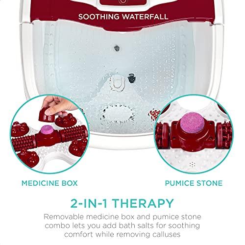 Best Choice Products Best Choice Products Motorized Foot Spa Bath Massager, Adjustable Waterfall Shower & Fast Heating, Automatic Shiatsu Pedicure Massage, Pumice Stone, Rollers to Relieve Feet Muscle Pain - Burgundy