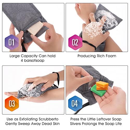 Sibba Sibba 2 PCS Soap Bar Holder Saver Body Scrubber Bath Sponges Shower Bag Pouch Case Container Mesh Cover Suds Sleeve Skin Tag Remover Body Scrubs Home Travel
