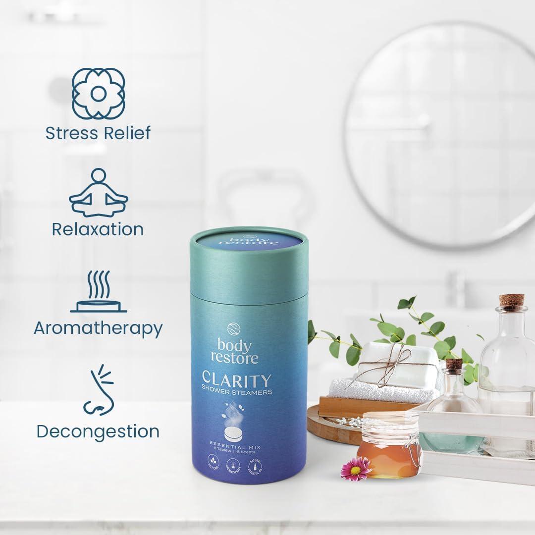 Body Restore Body Restore Shower Steamers Aromatherapy 6 Pack - Easter Basket Stuffers, Relaxation Birthday Gifts for Mom, Dad, Best Friend, Travel Essentials, Stress Relief, Self Care - Variety