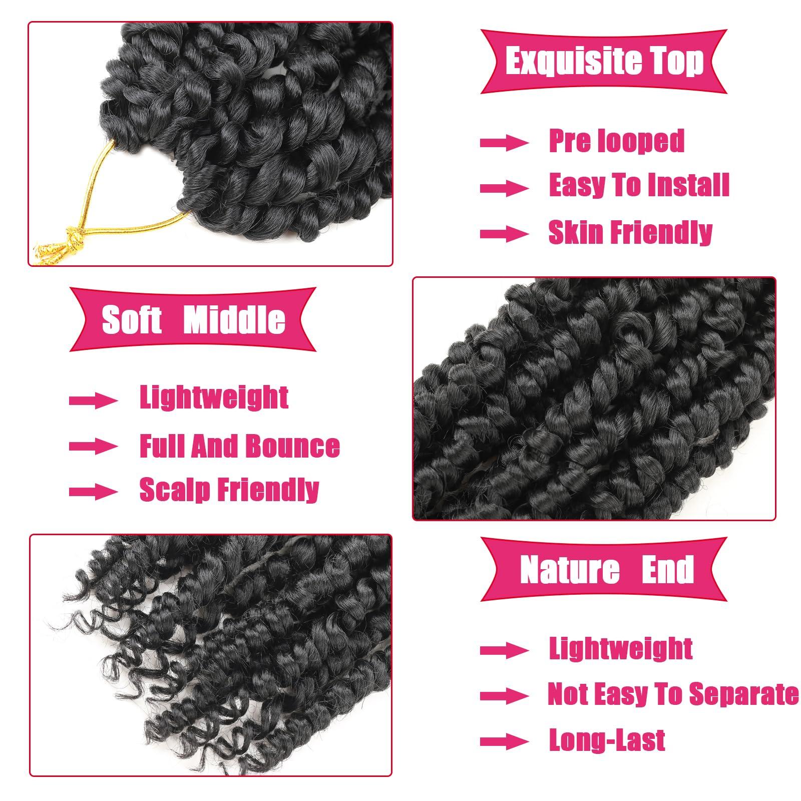 Zoewan Passion Twist Hair 10 Inch 9 Packs Passion Twist Crochet Hair for Black Women Pre Looped Short Passion Twist Hair Pre-twisted Bohemian Passion Twists Braiding Hair for Kids and Girls (10 Inch,1B)