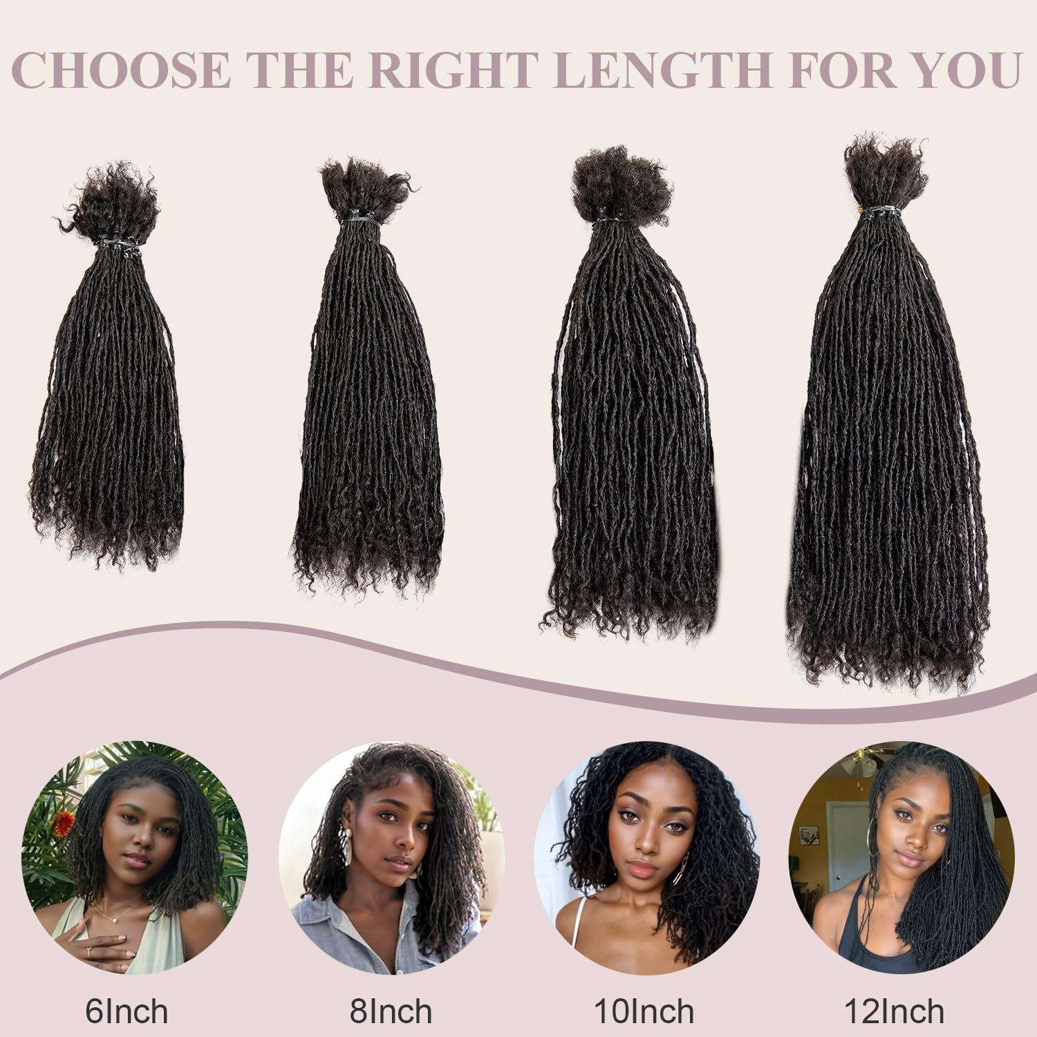 originea Originea 8-18 Inch 0.2 Thickness Curly Tips Interlocked sisters Locs 100% Real Human Hair Micro loc Extensions Permanent Dreadlock Extensions Natural Looking Locs (1B# 0.2cm, 18 Inch 70 Strands)