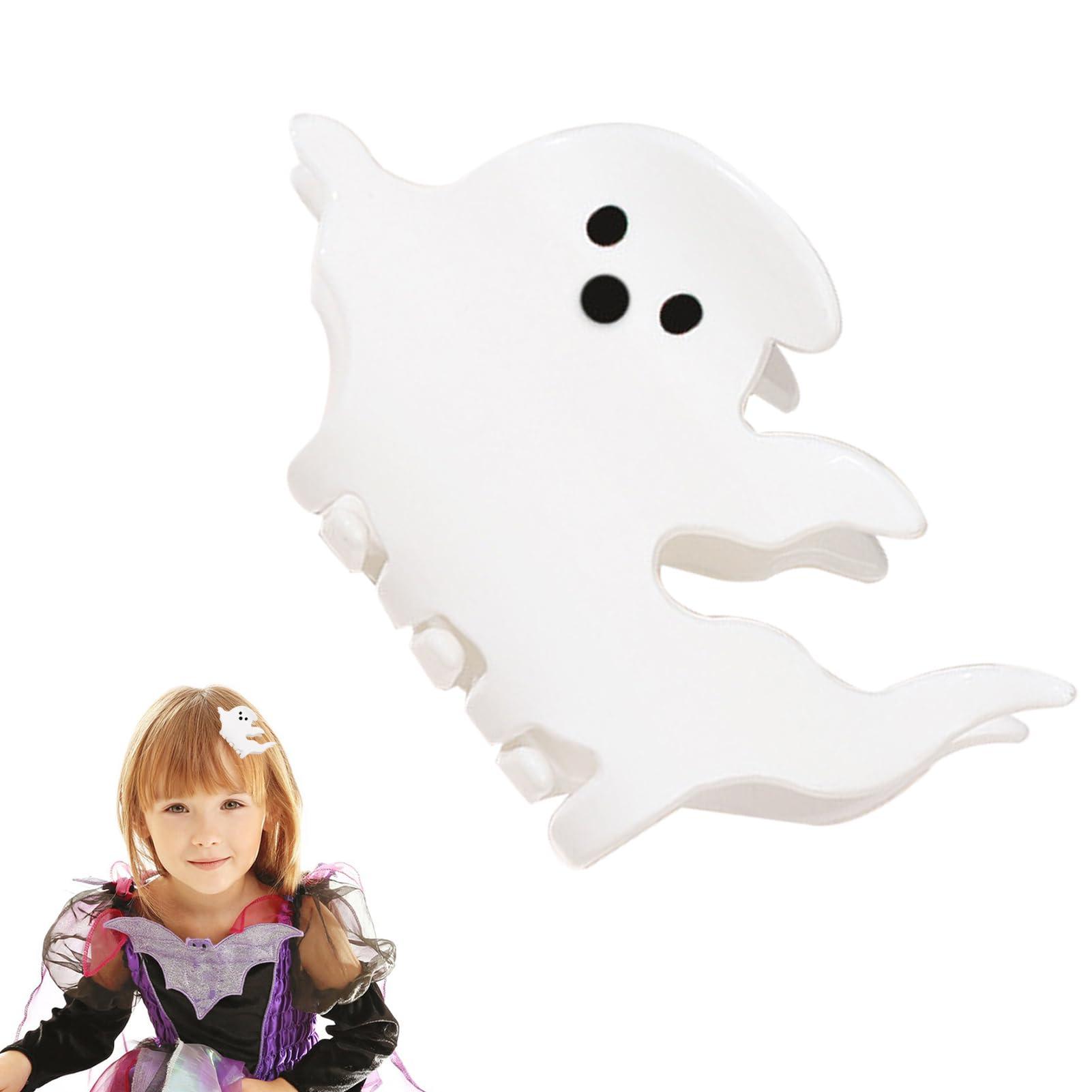 awakentti Halloween Hair Claw Clips, Cute Halloween Hair Accessories, Pumpkin Ghost Face Devil Halloween Hair Accessories for Hair Barrettes Clamps Halloween Fall Gift (white floating ghost)