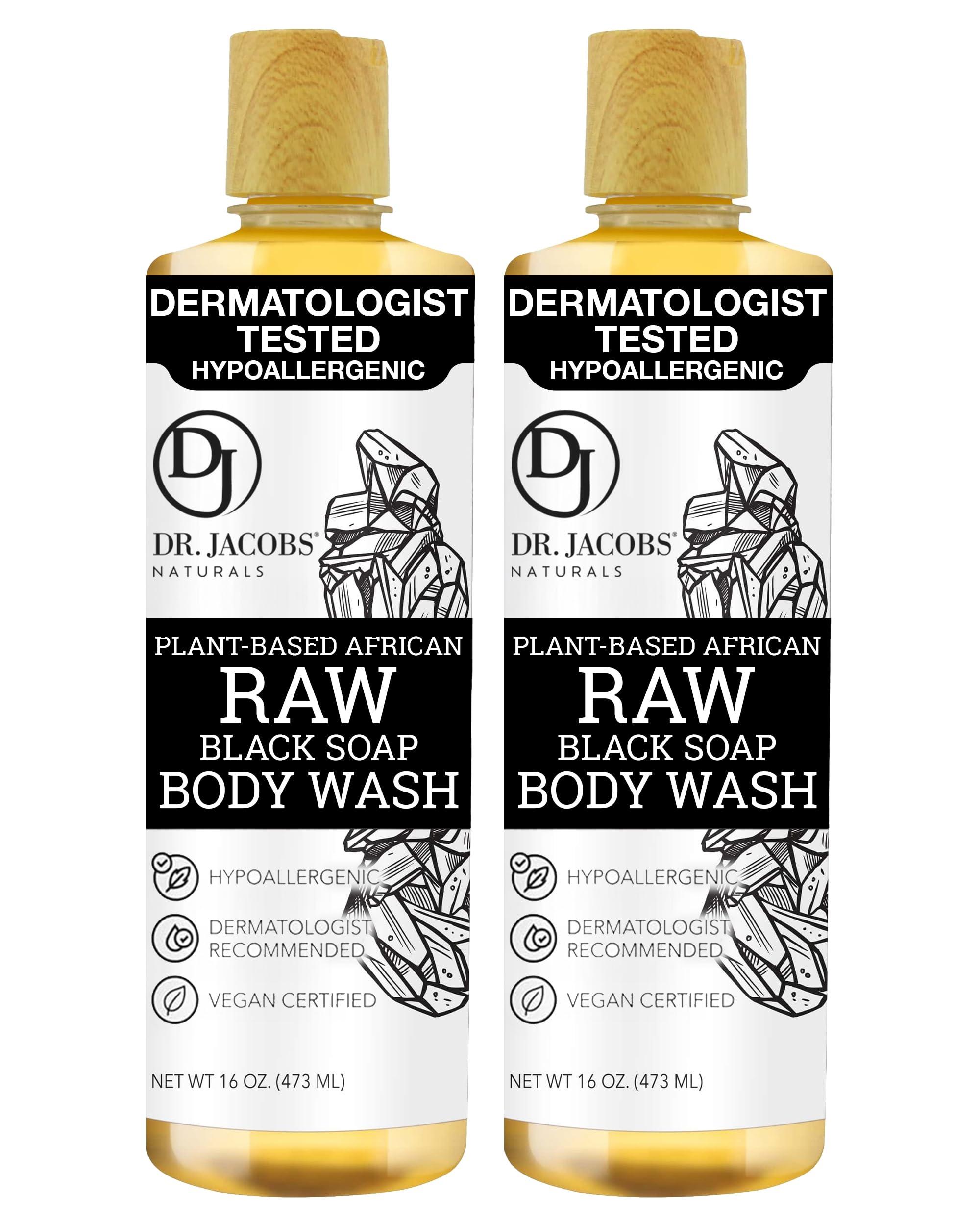 DR.JACOBS NATURALS Dr Jacobs Naturals Authentic African Raw Black Soap, All-In-One Cleanser for Face Wash, Sensitive Skin Body Wash, Shampoo, Shaving Soap | Shea Butter Moisturizing and Nourishing Formula | 16oz 2pk