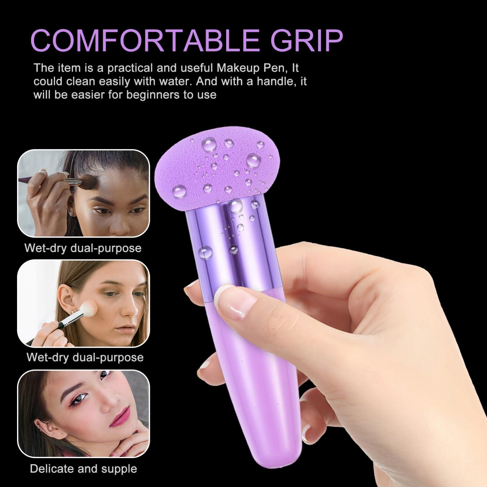 POPETPOP POPETPOP Makeup Sponge with Handle Foundation Applicator: Heart Shaped Cosmetic Sponges Wedge Blending Sponge Mushroom Powder Puff for Foundation Concealer, 3pcs