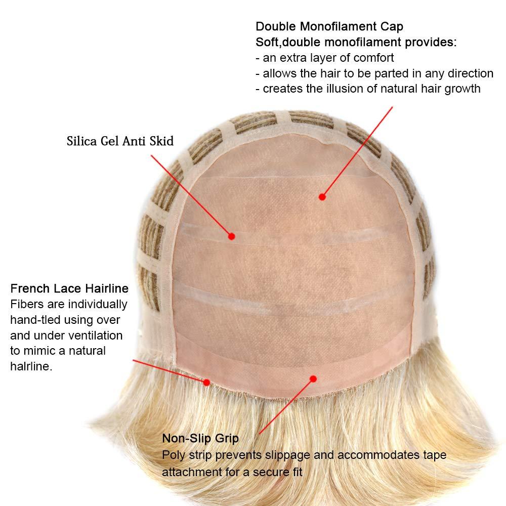 LHC Hand-Tied Mono Top Wig Brown Blonde Straight Synthetic Hair Monofilament Wigs (#P613)