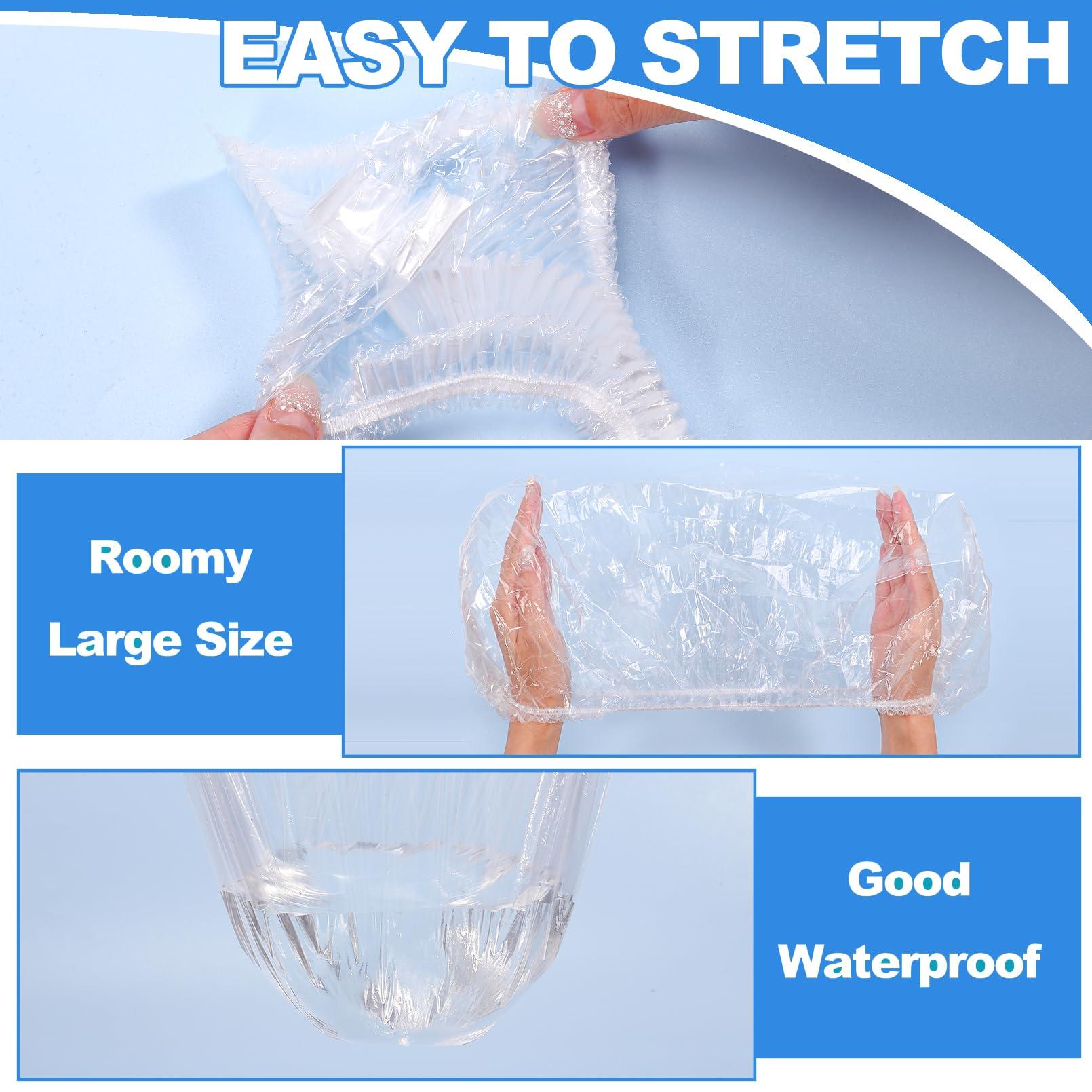 CACASO CACASO 50 PCS Disposable Shower Caps,Extra Large Shower Caps,Waterproof Clear Plastic Hair Caps,Oversized Disposable Shower Cap for Women Long Braids,Thick Hair Shower Caps For Bath Hair Treatment