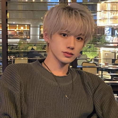 SOBOUR Heat Resistant Fashion Hot Mens Wigs Natural Slight Wave Mullet Wigs For Men Fluffy Soft Synthetic Heat Resistant Full Wigs For Daily Wear Synthetic