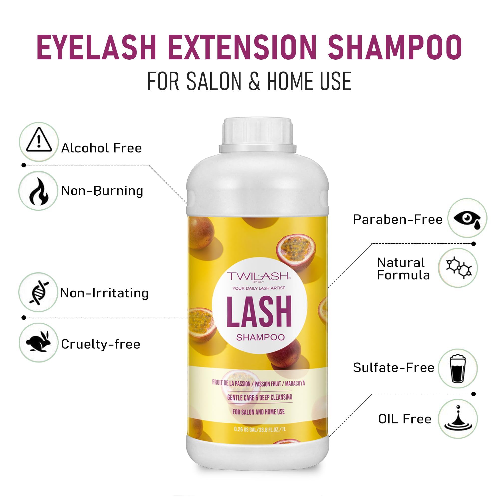 TWILASH BY DLY TWILASH BY DLY Lash Shampoo Bulk, Eyelash Cleanser for Extensions 2 Liters, Dispenser Pump, Non-irritating or Burning Eyelid Foaming Cleanser for Professional Salon and Home Use (Passion Fruit-1L)