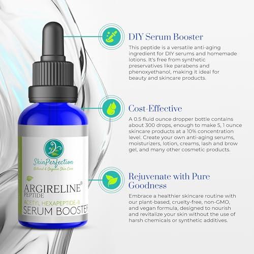 Skin Perfection Skin Perfection Argireline Serum - Peptides Serum for Face with Acetyl Hexapeptide-8 for Fine Lines & Wrinkles - Diy Anti Aging Argireline Booster Solution Mix with Any Skincare Products 0.5oz