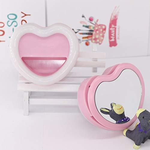 Coersd Coersd LED Ring Fill Light Online Live Selfie Photograph Take a Video Cosmetic Heart-Shaped Makeup Mirror (Pink)