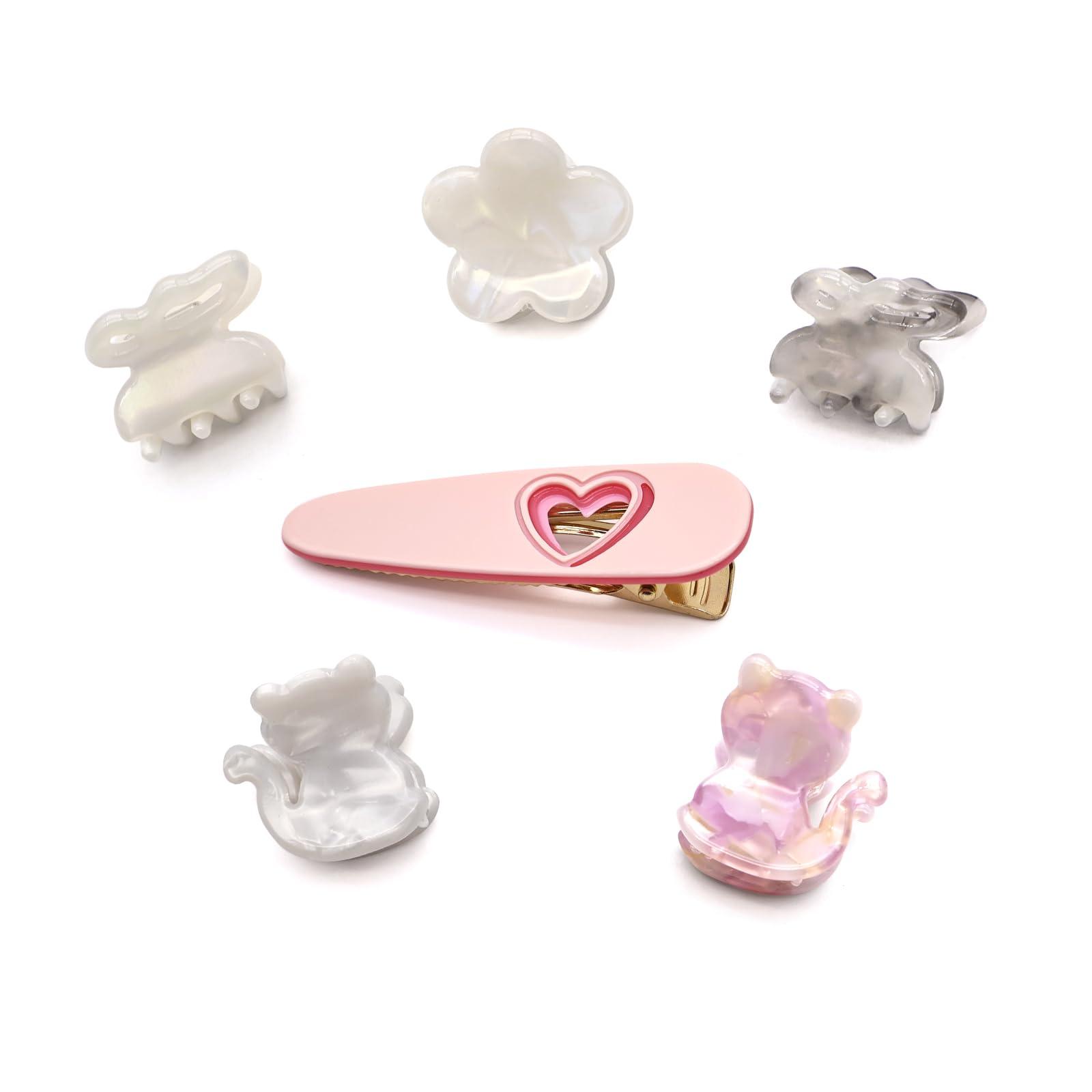 D D 6PCS Hair Clips for Women: Mini Non-Slip Claw Clips, Flower Jaw Barrettes - Cute Hair Accessories