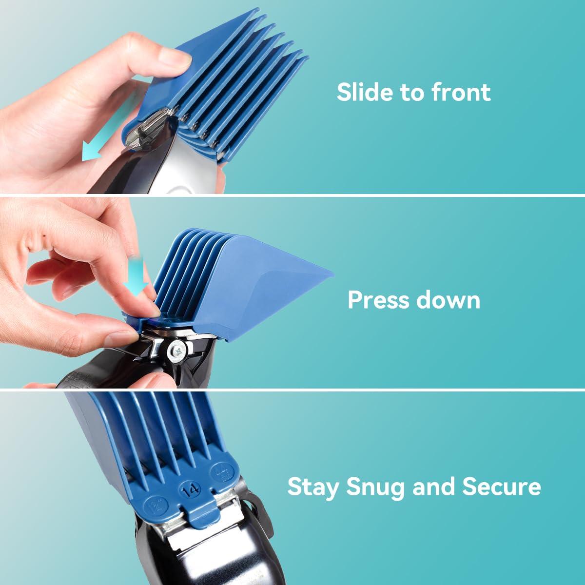 LAVEST Clipper Guards 16 14 12 10 Fits for Most Wahl Clippers and Babyliss FX870, Color Coded Clipper Combs Replacement - 1.25", 1.5", 1.75" & 2"