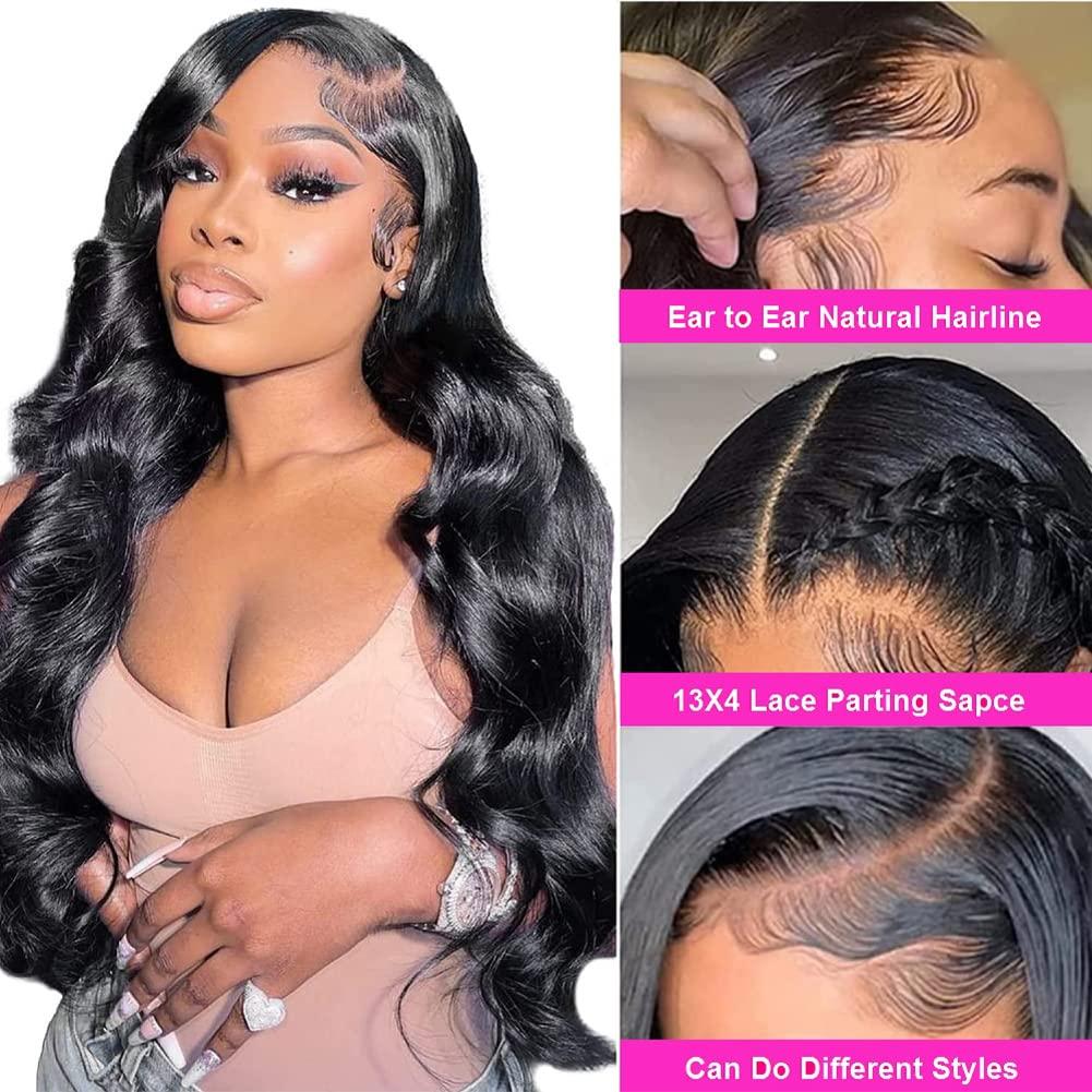 FASHOW Body Wave Bundles with Frontal 18 20 22+16 Inch 100% Brazilian Virgin Human Hair Bundles with Frontal Closure 12A Unprocessed Body Wave Weave 3 Bundles Human Hair with Frontal 13x4 HD Lace